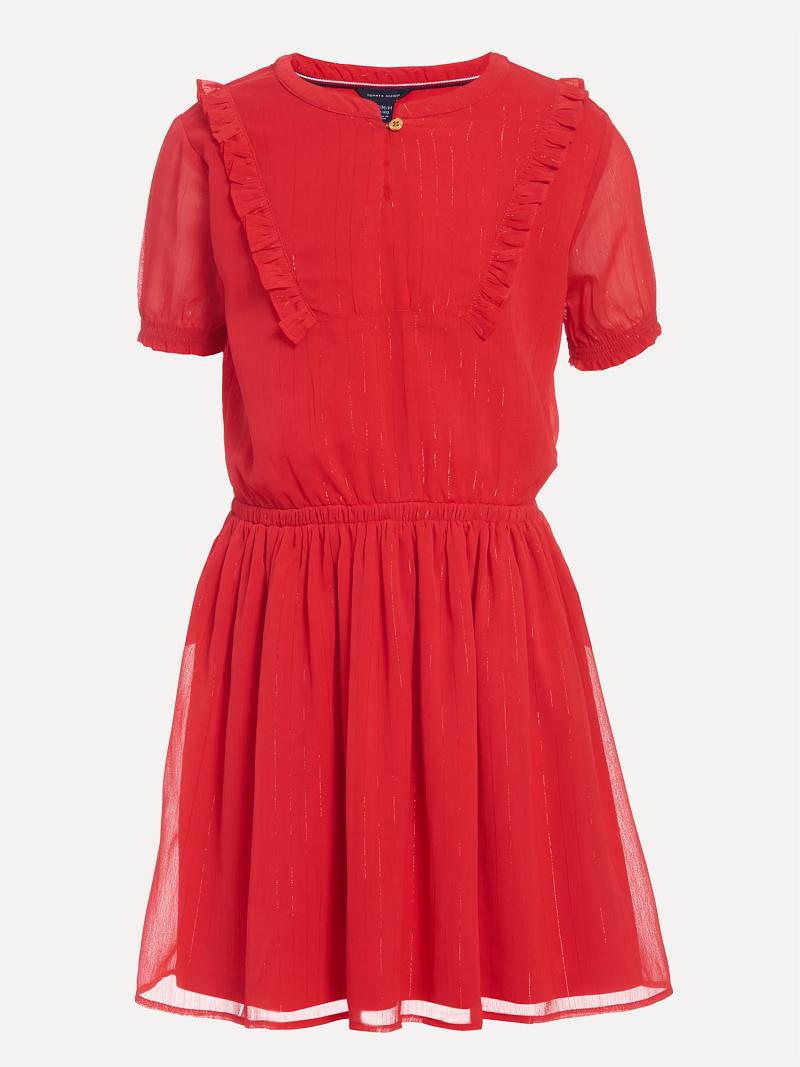 Lány Tommy Hilfiger Big Ruffle Dresses Piros | HU 1729QMA